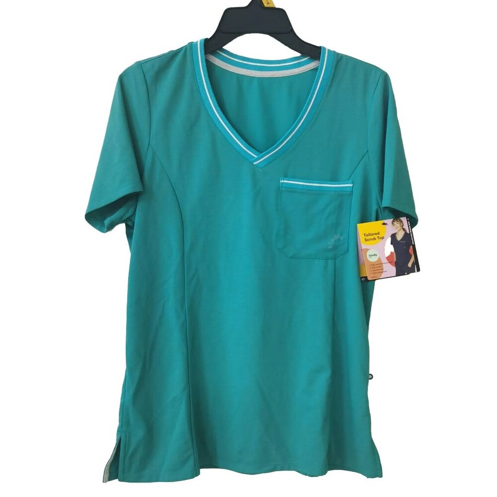 Kindly Yours Women's Tailored V-Neck Scrub Top Size XXL (20) Green Soft Fabric